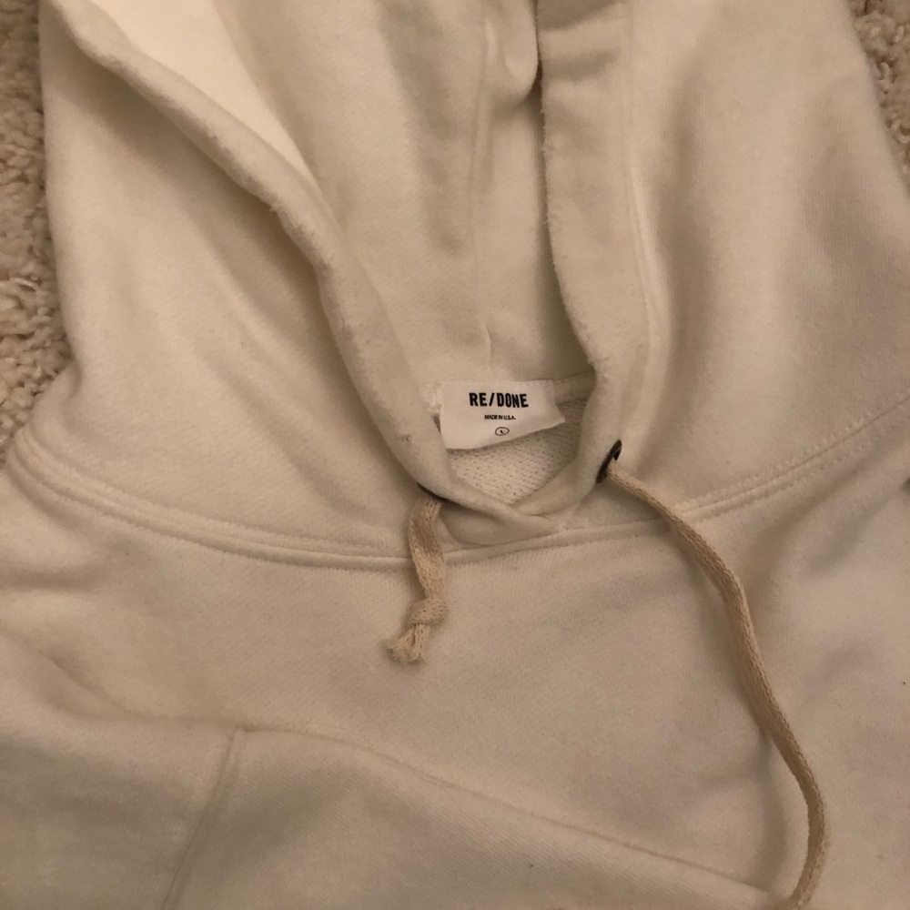 RE/DONE cropped white hoodie